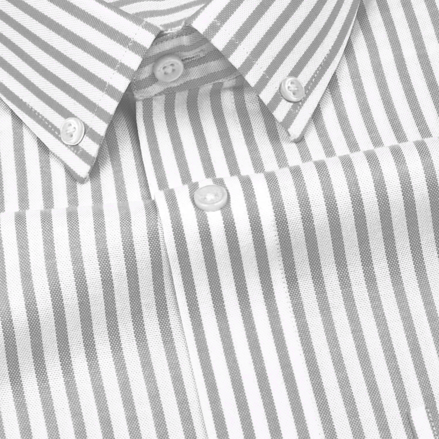 New Light Grey Stripe Down Button Oxford Cotton Shirt (FS043)