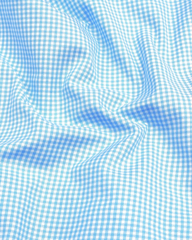 Sky Blue Check Button Down Oxford Cotton Shirt (FS054)