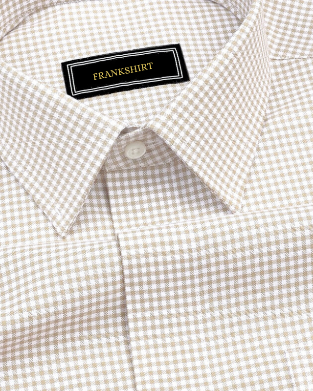 Cream Check Button Down Oxford Cotton Shirt (FS056)