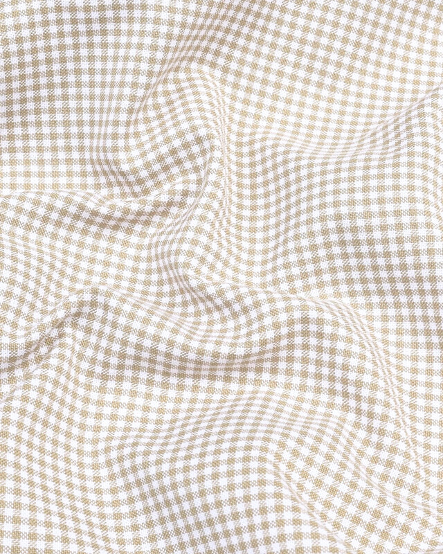 Cream Check Button Down Oxford Cotton Shirt (FS056)