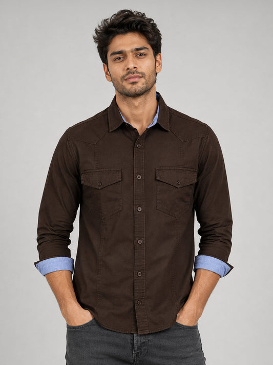 Cargo Style Dark Brown Shirt