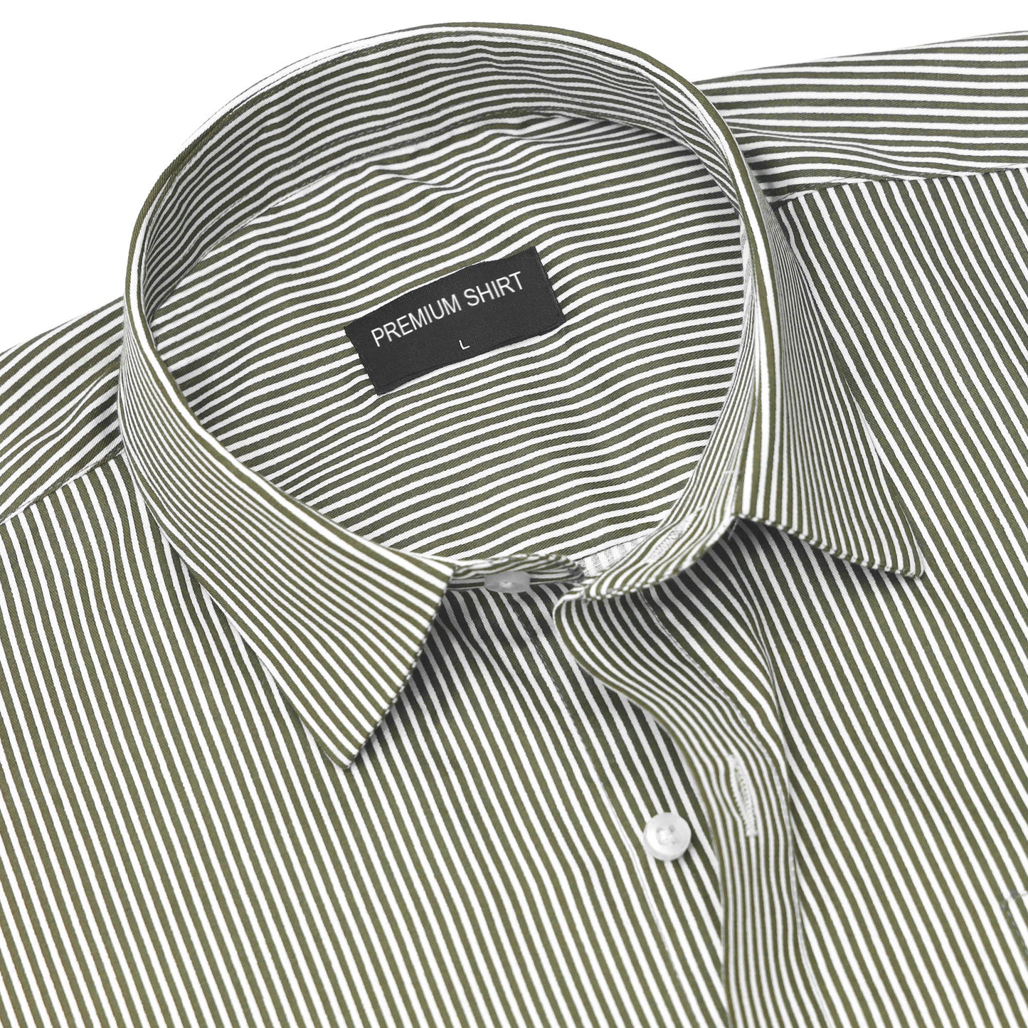 Olive Cotton Blend Stripes Shirt for Men