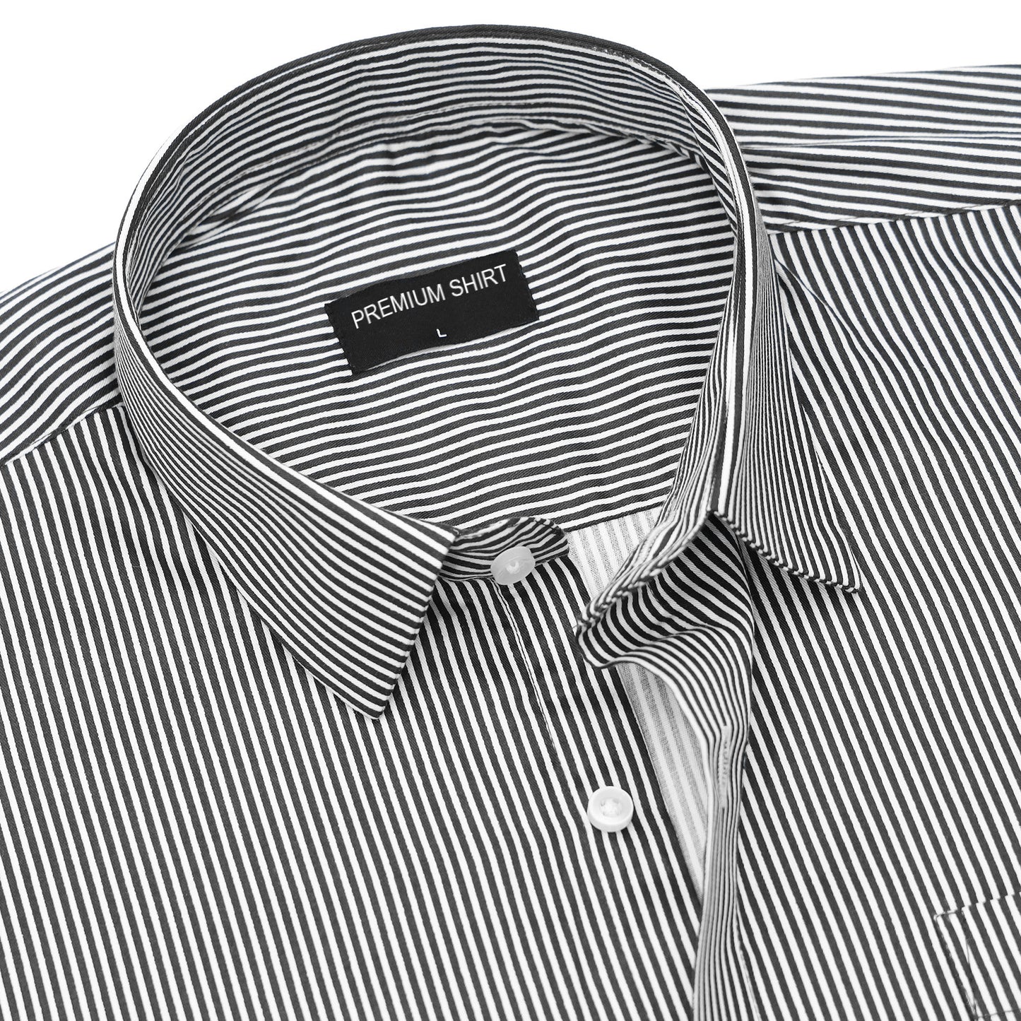 Black Cotton Blend Stripes Shirt for Men