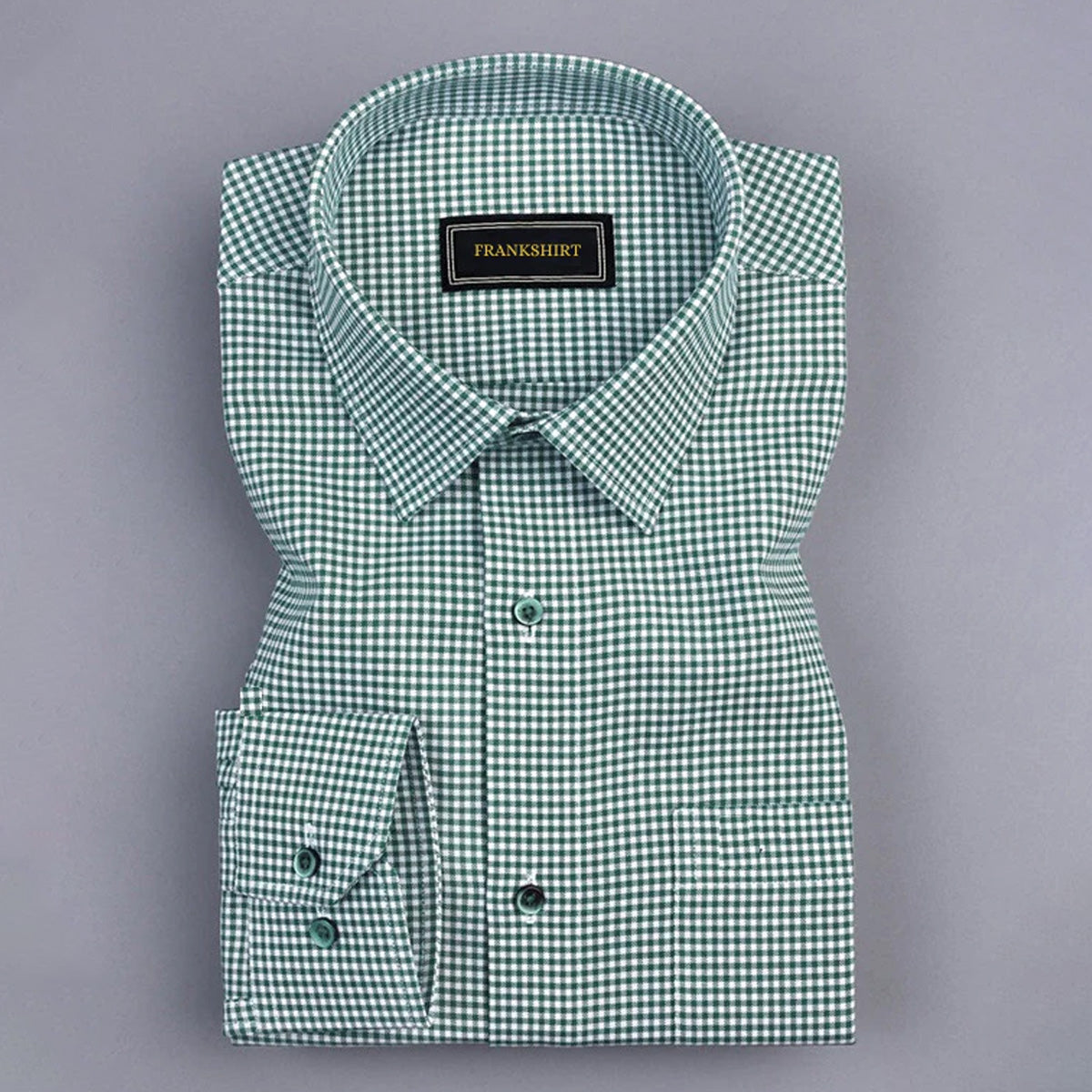 Green Check Button Down Oxford Cotton Shirt (FS057)