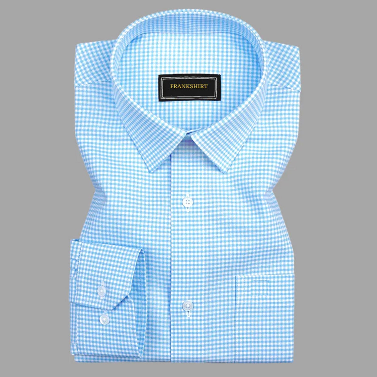 Sky Blue Check Button Down Oxford Cotton Shirt (FS054)