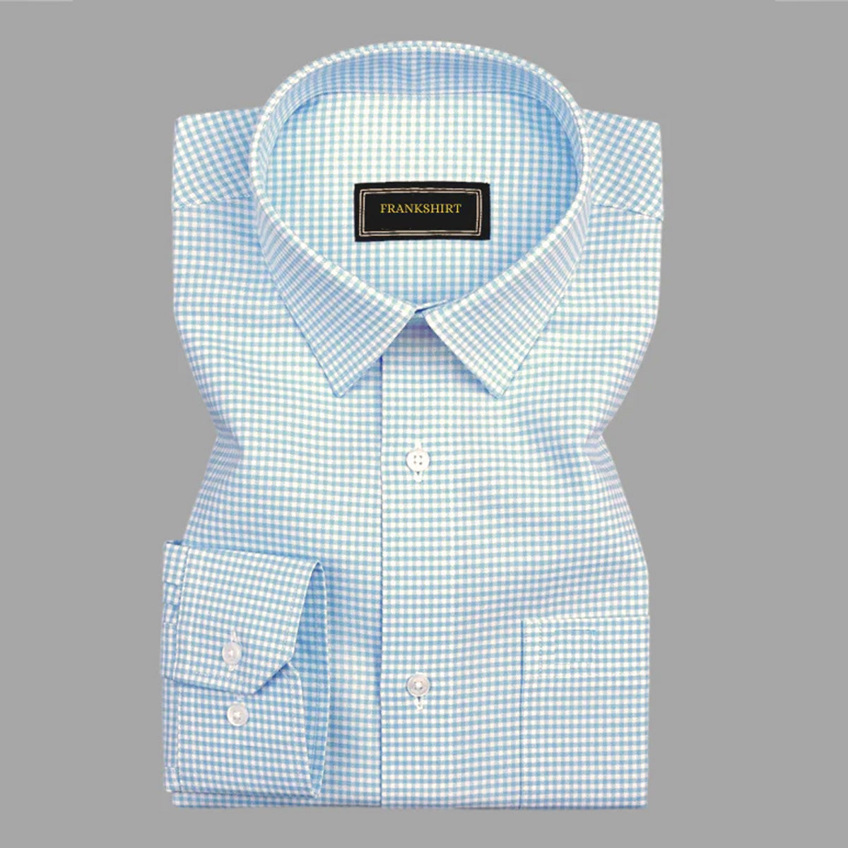 Light Turquoise Check Button Down Oxford Cotton Shirt (FS055)