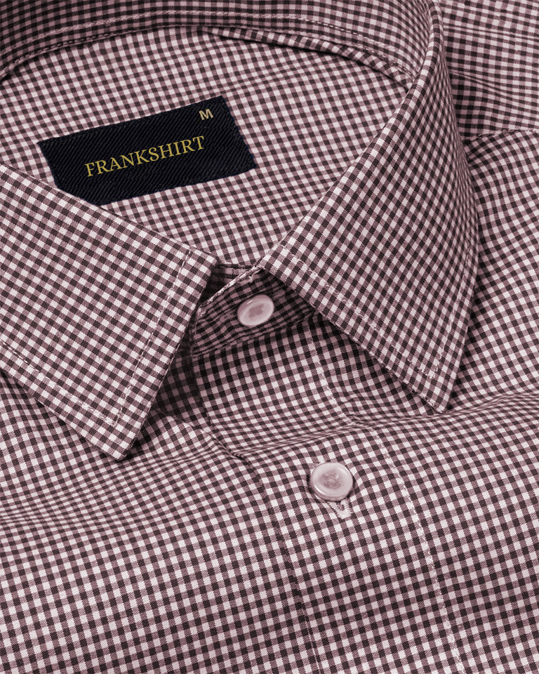 Maroon Check Button Down Oxford Cotton Shirt