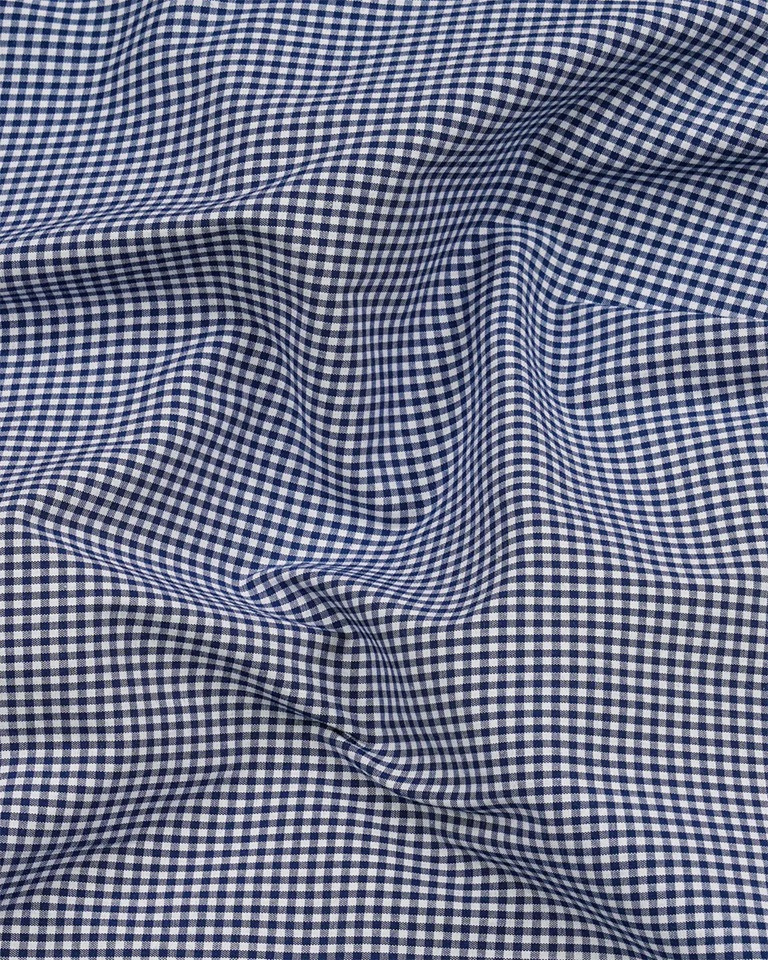 Navy Blue Check Button Down Oxford Cotton Shirt (FS045)
