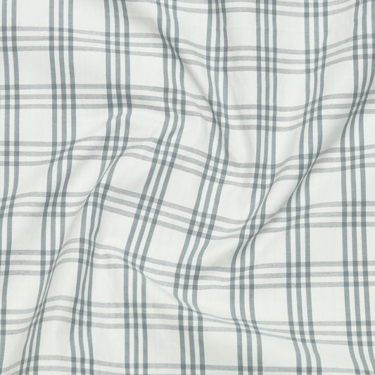 Mist Blue Classic Check Paper Cotton Shirt For Men