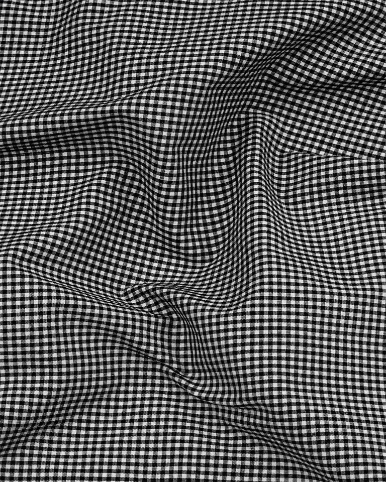 Black Check Button Down Oxford Cotton Shirt (FS040)7