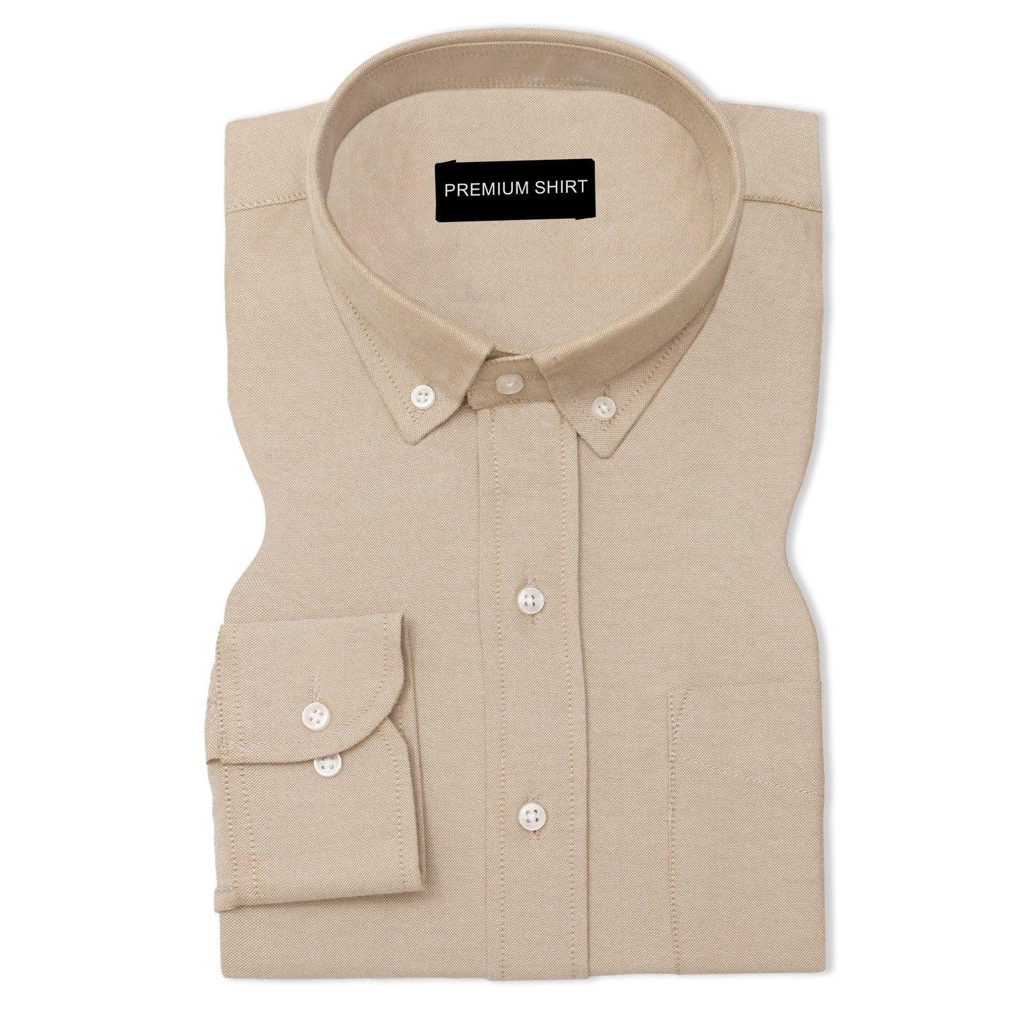 Beige Oxford Cotton Shirt For Man