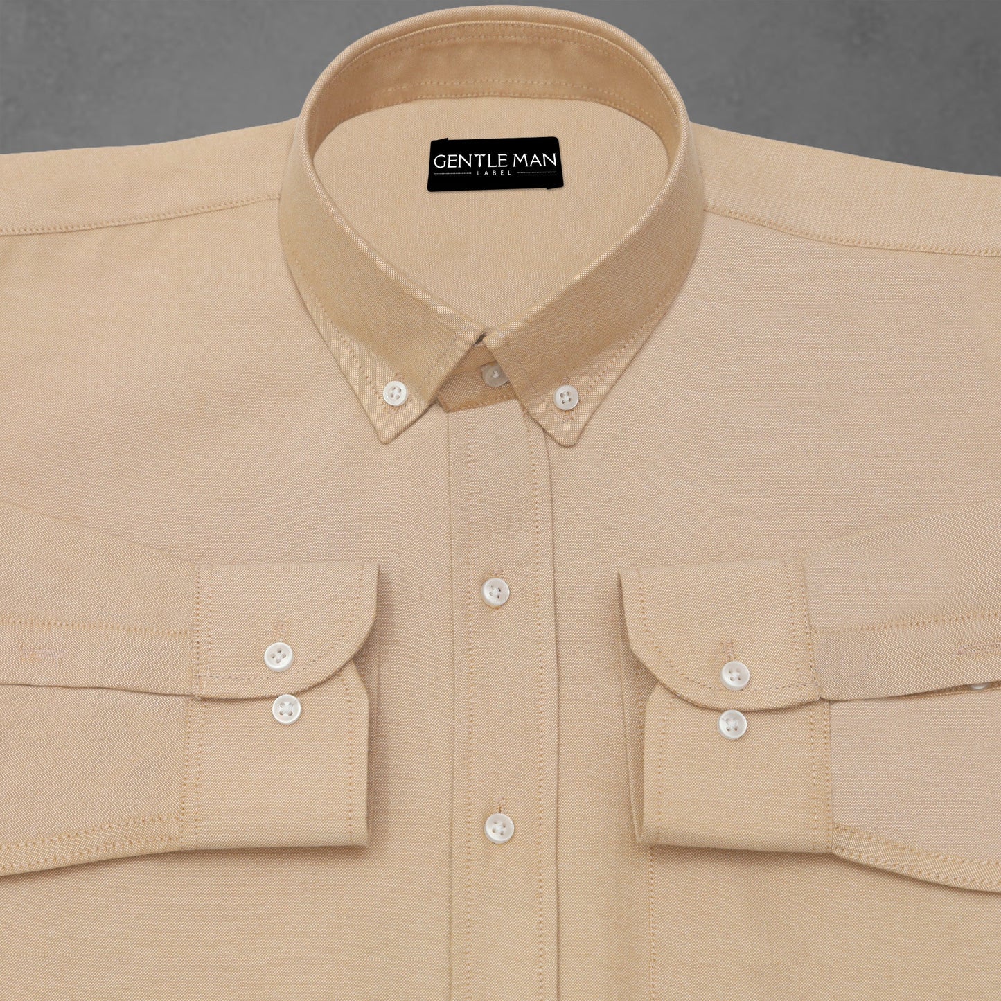 Cream Oxford Cotton Shirt For Man