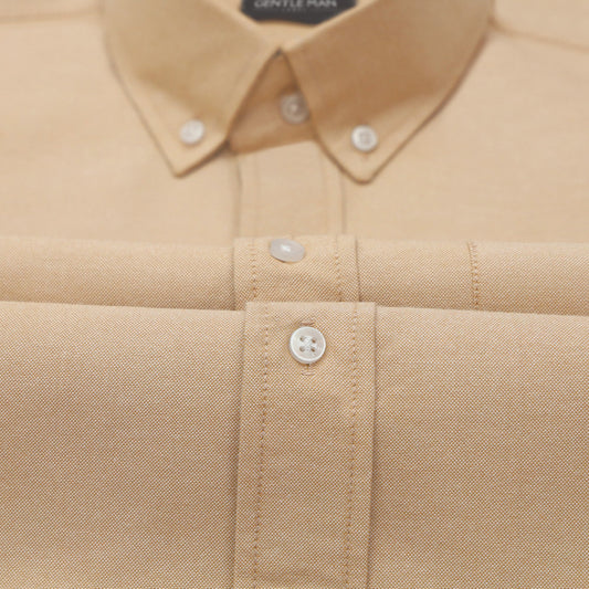 Cream Oxford Cotton Shirt For Man