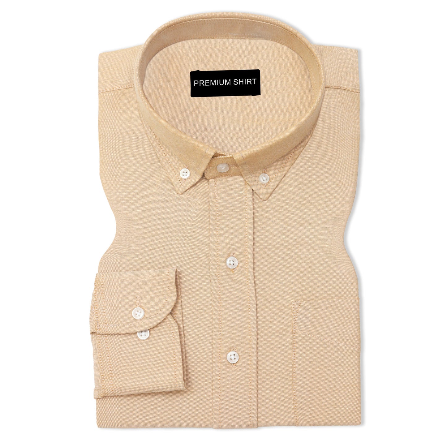 Cream Oxford Cotton Shirt For Man