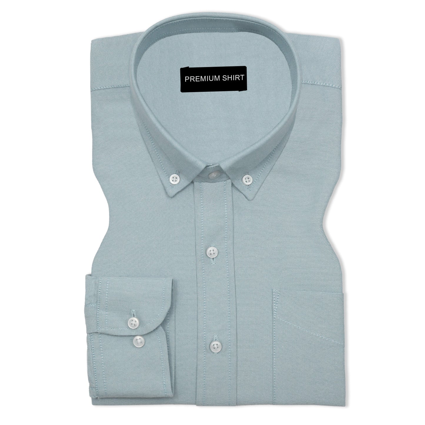 Cyan Blue Oxford Cotton Shirt For Man