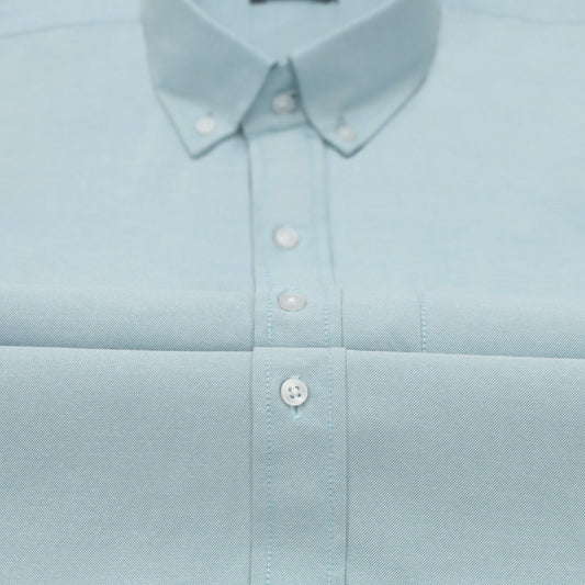 New Cyan Blue Oxford Cotton Shirt For Men