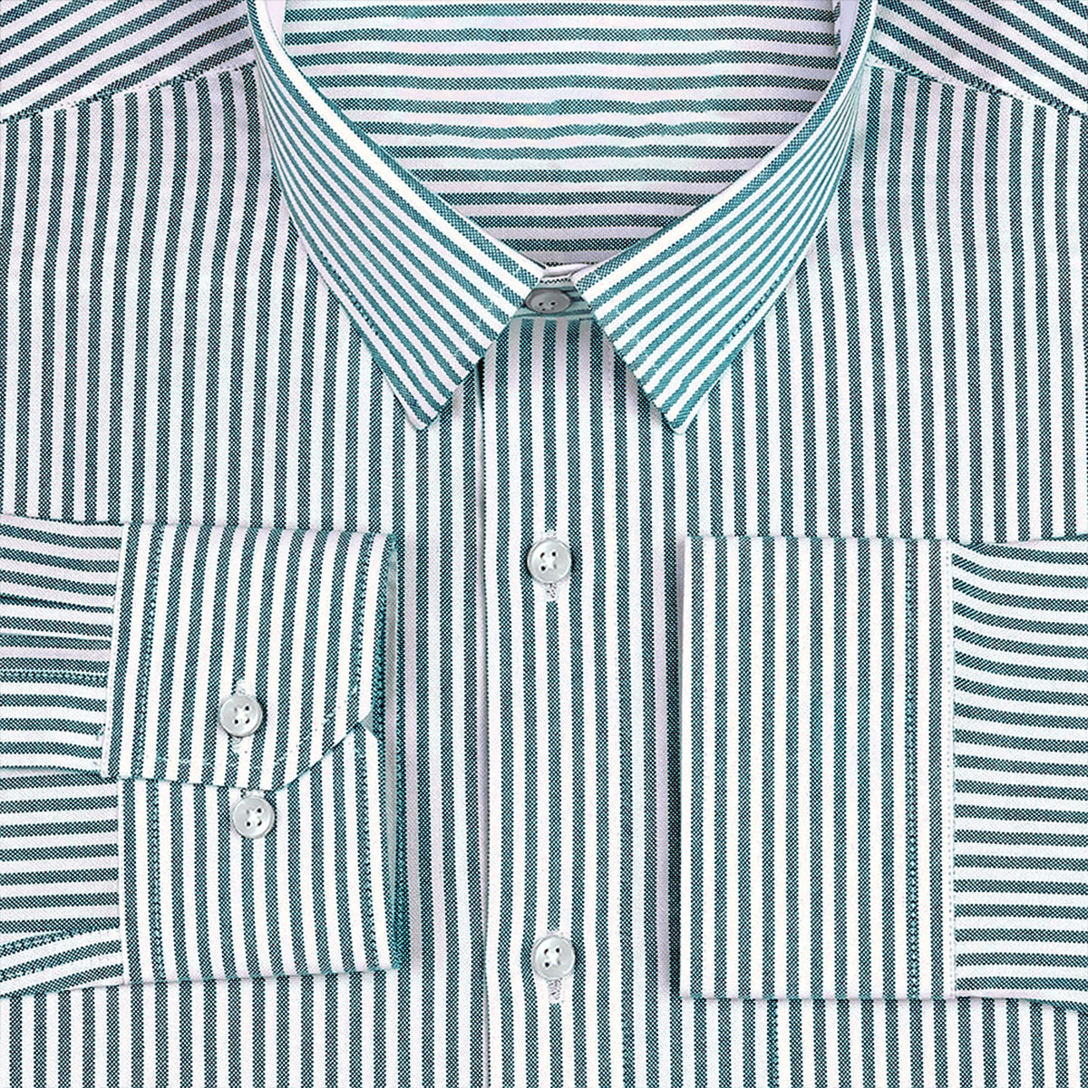 Sea Green Oxford Cotton Stripe Shirt For Man