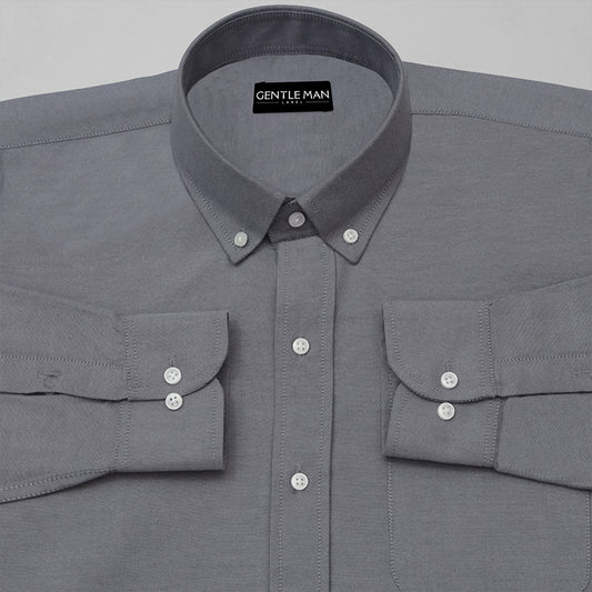 New Dark Grey Oxford Cotton Shirt For Men