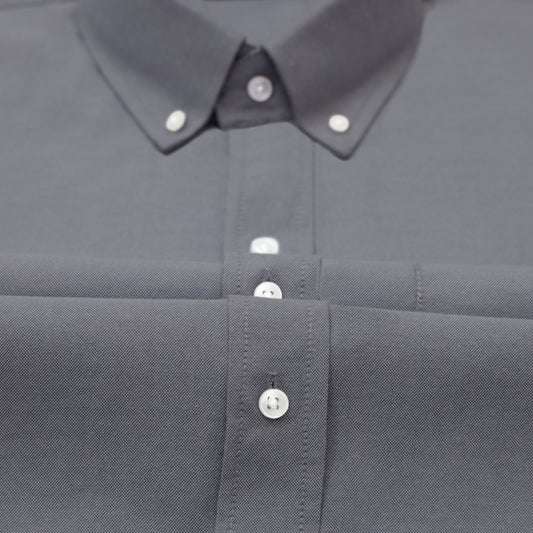 New Dark Grey Oxford Cotton Shirt For Men