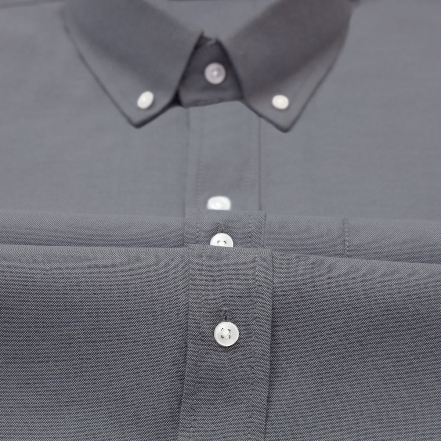 Dark Grey Oxford Cotton Shirt For Man