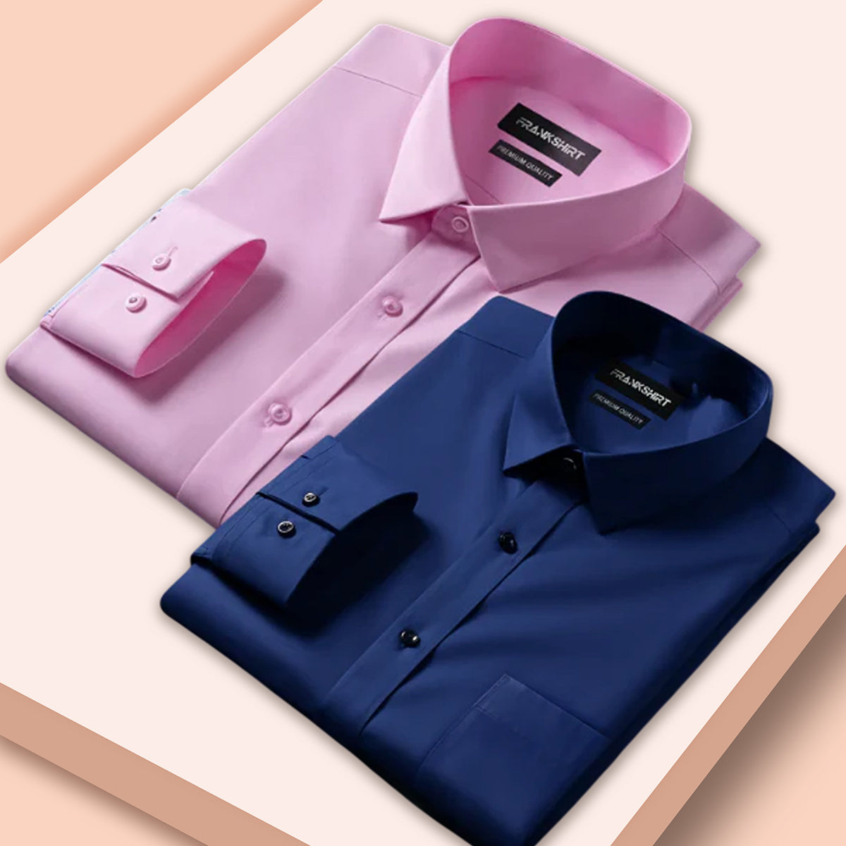 Pack of 2 Premium Cotton Shirt for Man (Light Pink and Navy Blue)