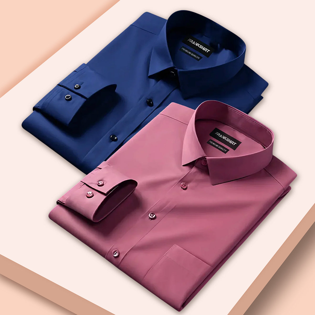 Pack of 2 Premium Cotton Shirt for Man (Navy Blue And Solid Pink)