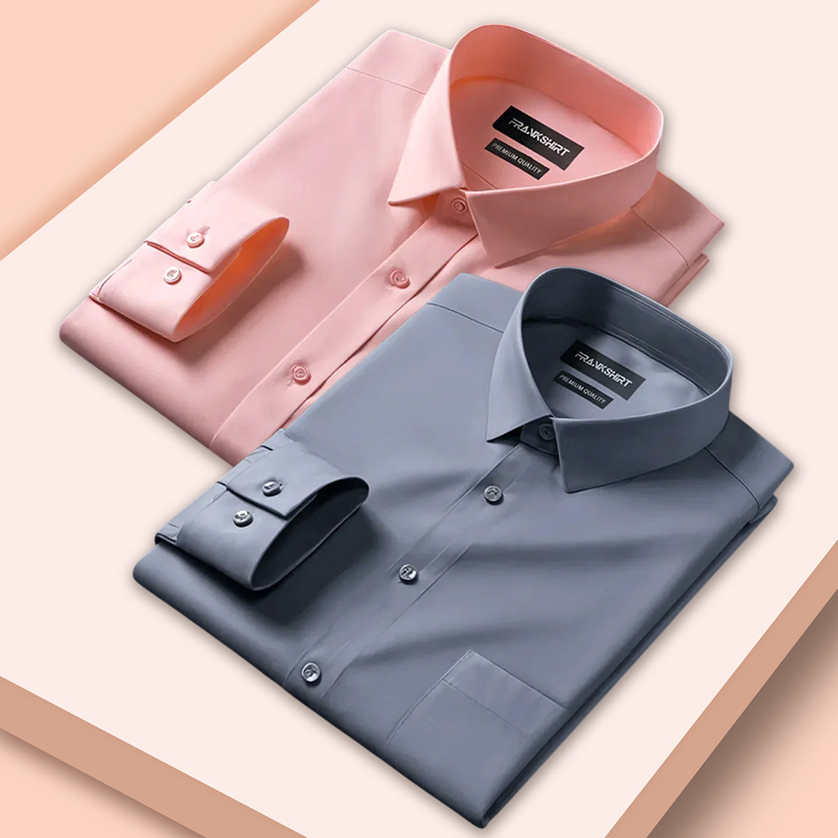 Pack of 2 Premium Cotton Shirt for Man (Peach And Dark Grey)