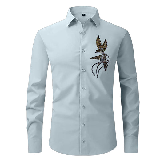 Two Bird Designer Premium Cotton Without Pocket Solid Shirt for Man (Pista)
