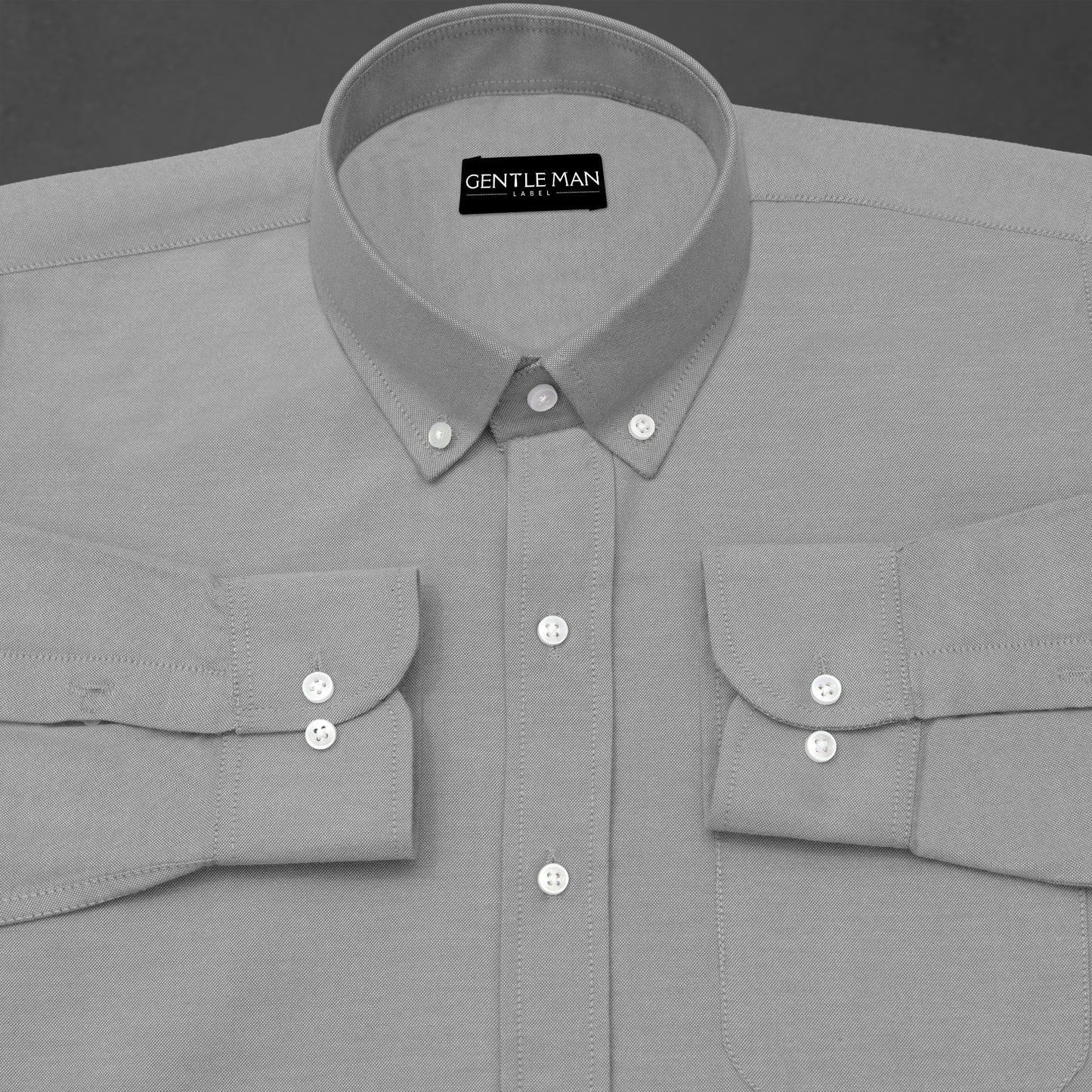 Silver Oxford Cotton Shirt For Man