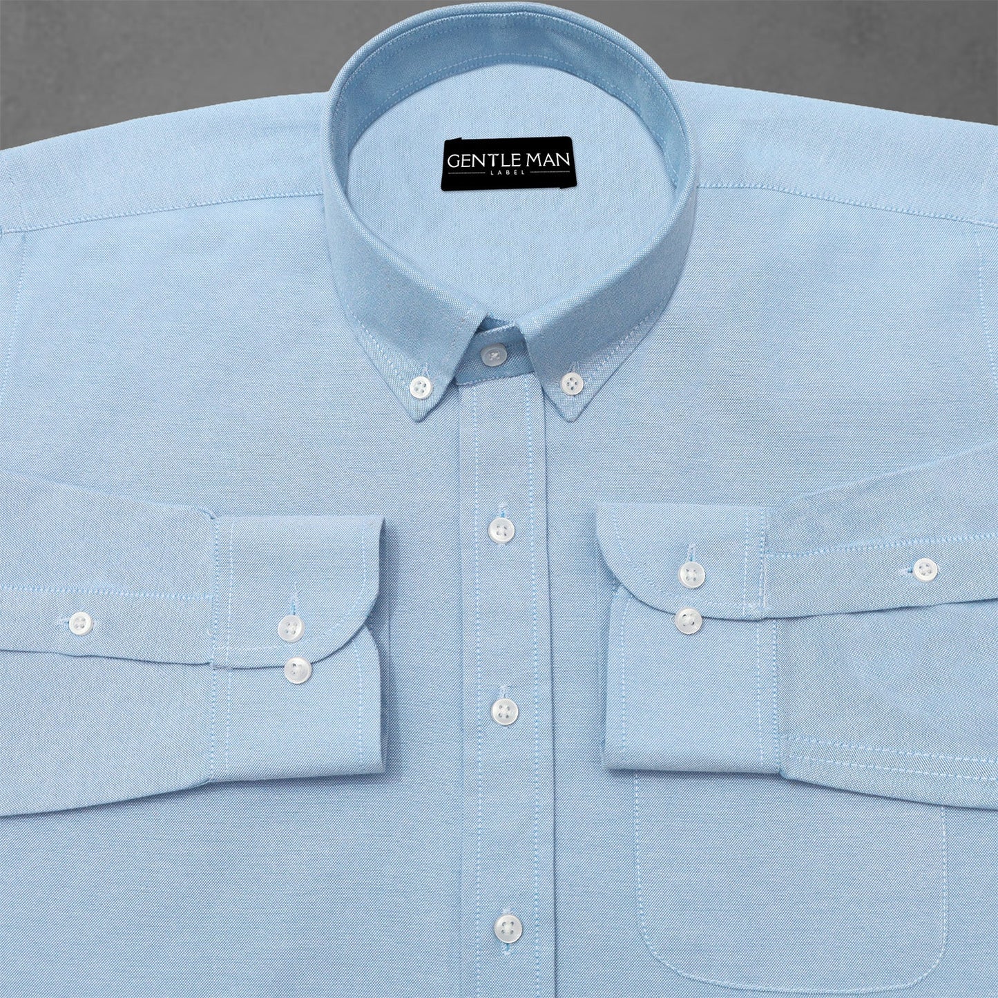 Sky Blue Oxford Cotton Shirt For Man