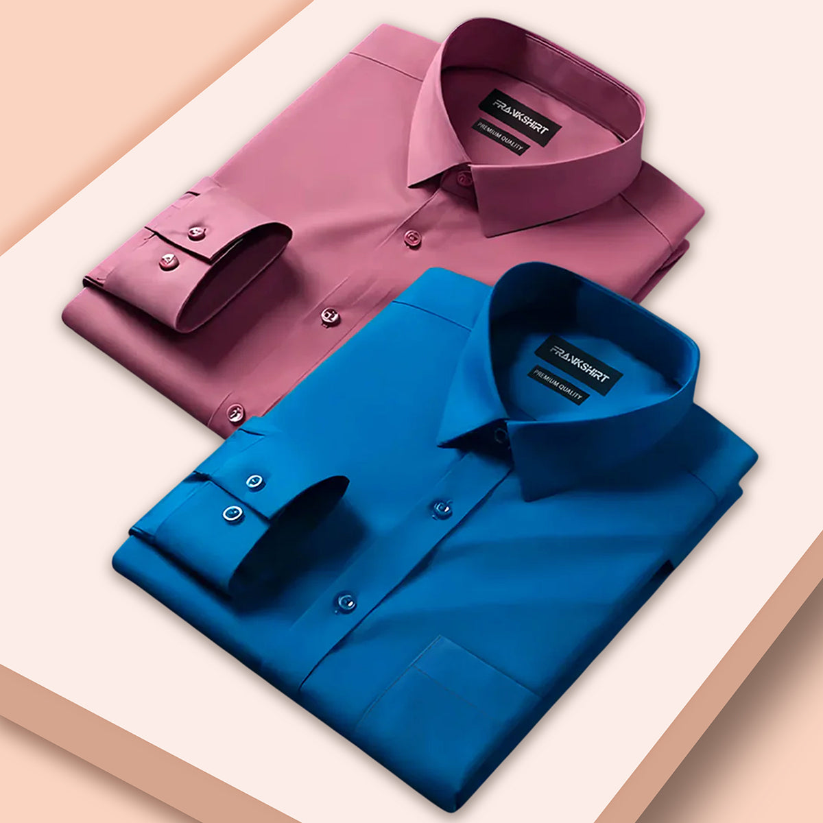 Pack of 2 Premium Cotton Shirt for Man (Solid pink And Royal Blue)