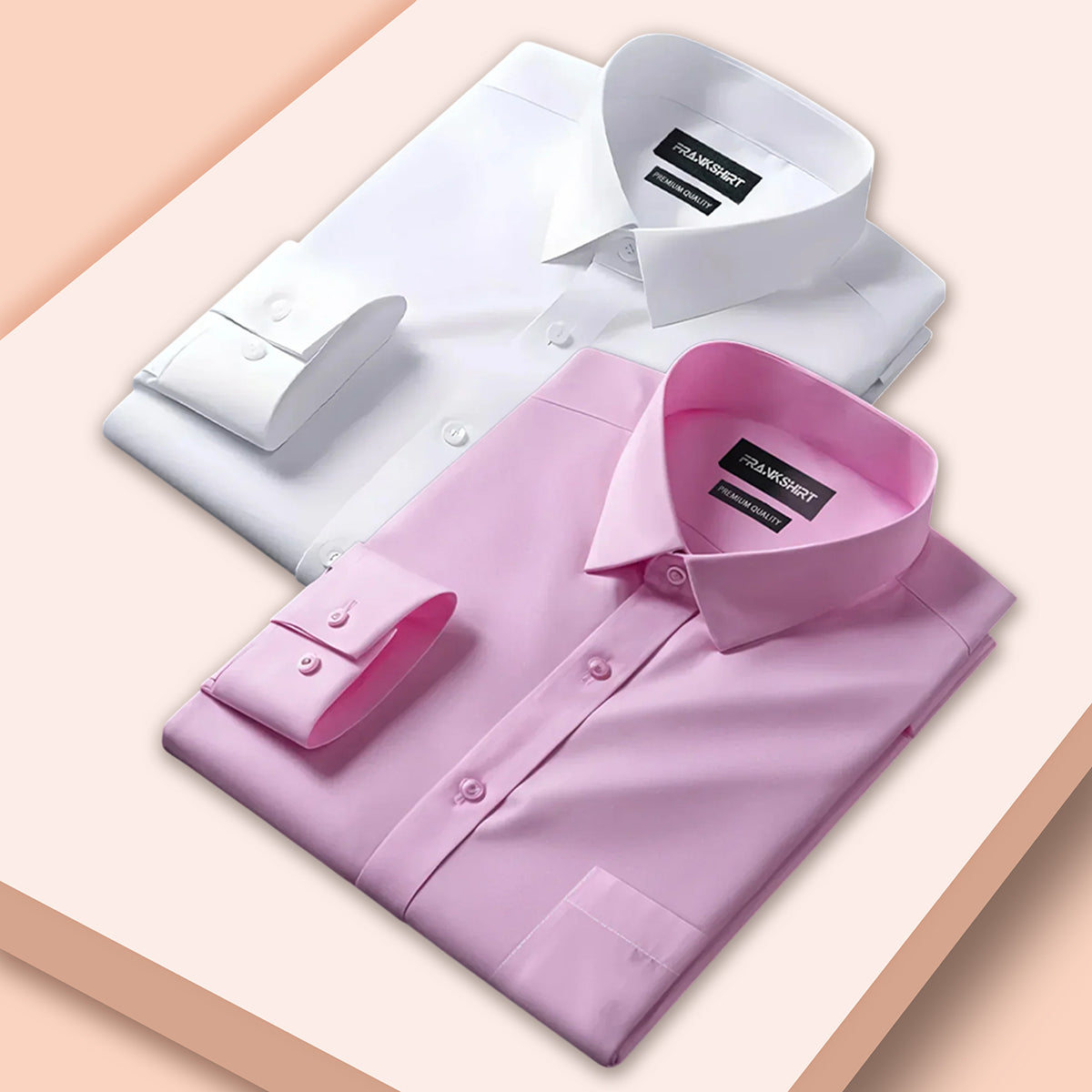 Pack of 2 Premium Cotton Shirt for Man (White And Light Pink)