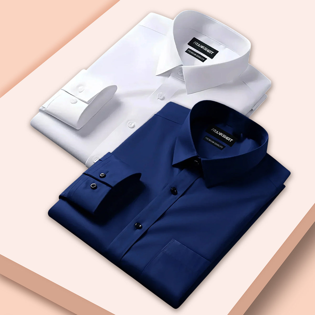 Pack of 2 Premium Cotton Shirt for Man (White And Navy Blue)
