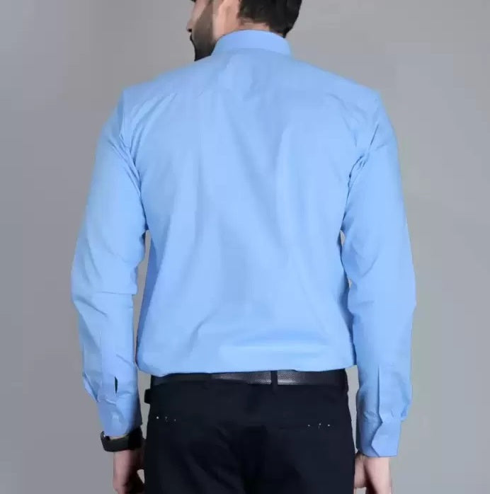 Cotton Blend Solid Shirts (Light Blue)