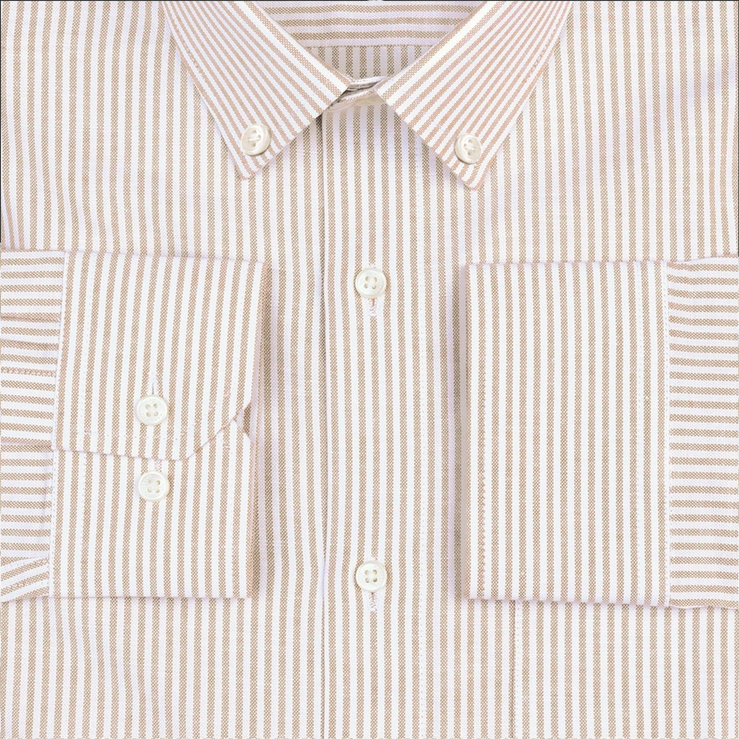 New Cream Button Down Oxford Cotton Stripe Shirt