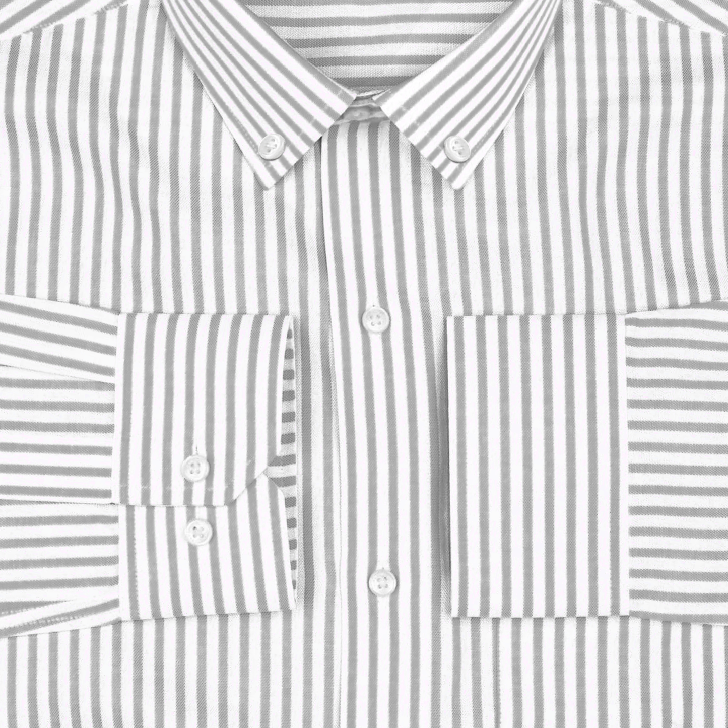 New Light Grey Button Down Oxford Cotton Stripe Shirt (FS043)