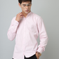 Frankshirt Chinese Collar Light Pink Tailored Fit Cotton Casual Shirt for Man