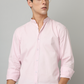 Frankshirt Chinese Collar Light Pink Tailored Fit Cotton Casual Shirt for Man