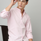 Frankshirt Chinese Collar Light Pink Tailored Fit Cotton Casual Shirt for Man