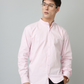 Frankshirt Chinese Collar Light Pink Tailored Fit Cotton Casual Shirt for Man