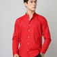 Frankshirt Chinese Collar Red Tailored Fit Cotton Casual Shirt for Man