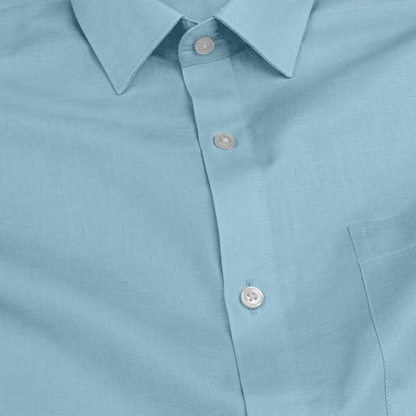 Sky Blue Solid Linen Shirt for Man