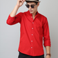 Frankshirt Chinese Collar Red Tailored Fit Cotton Casual Shirt for Man