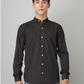 Frankshirt Chinese Collar Black Solid Tailored Fit Cotton Casual Shirt for Man