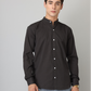 Frankshirt Chinese Collar Black Solid Tailored Fit Cotton Casual Shirt for Man