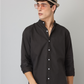 Frankshirt Chinese Collar Black Solid Tailored Fit Cotton Casual Shirt for Man