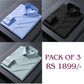 Pack of 3 Premium Cotton Shirt for Man (Sky Blue, Black and Pista)