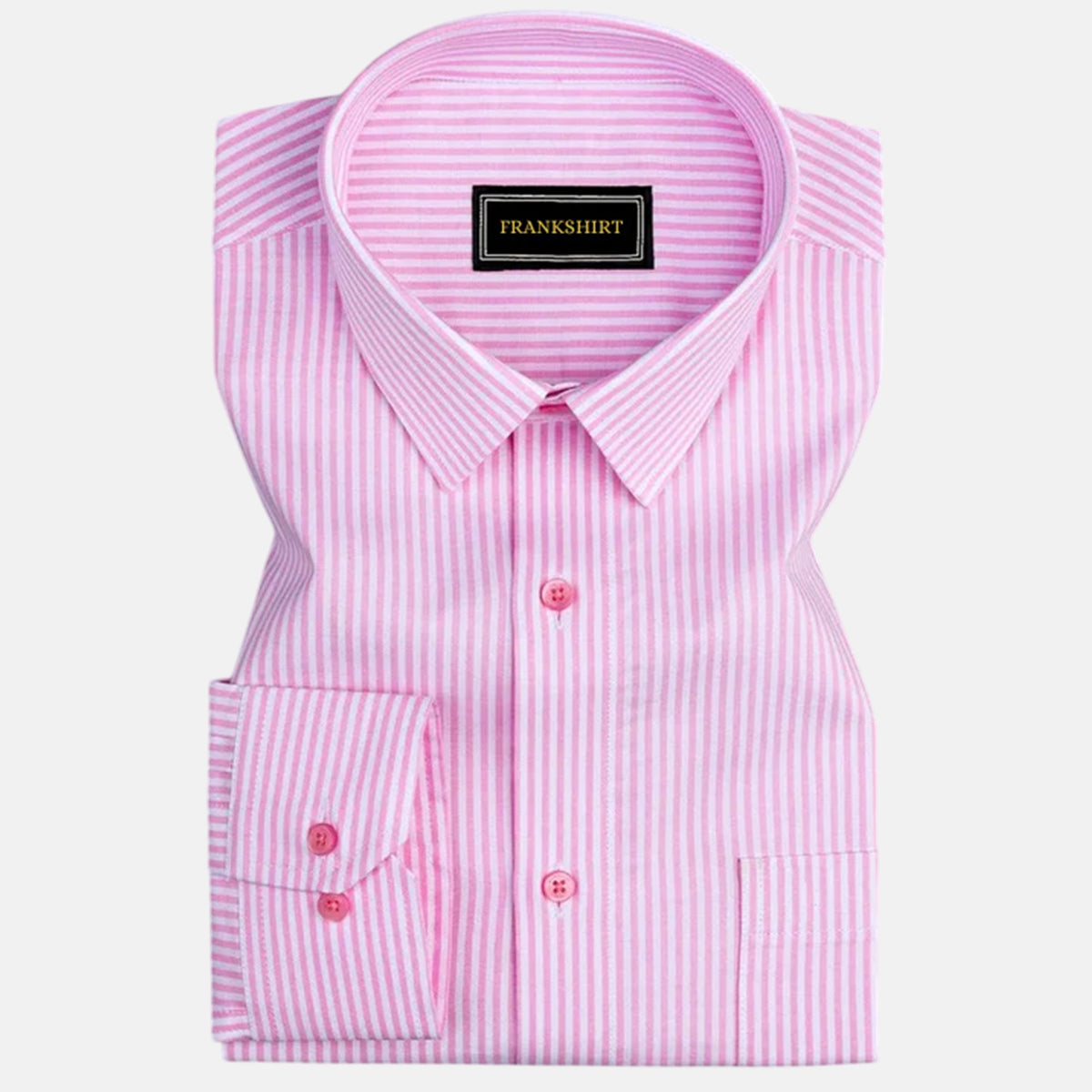 Light Pink Button Down Oxford Cotton Stripe Shirt For Man (FS047)