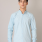 Frankshirt Chinese Collar Light Blue Tailored Fit Cotton Casual Shirt for Man