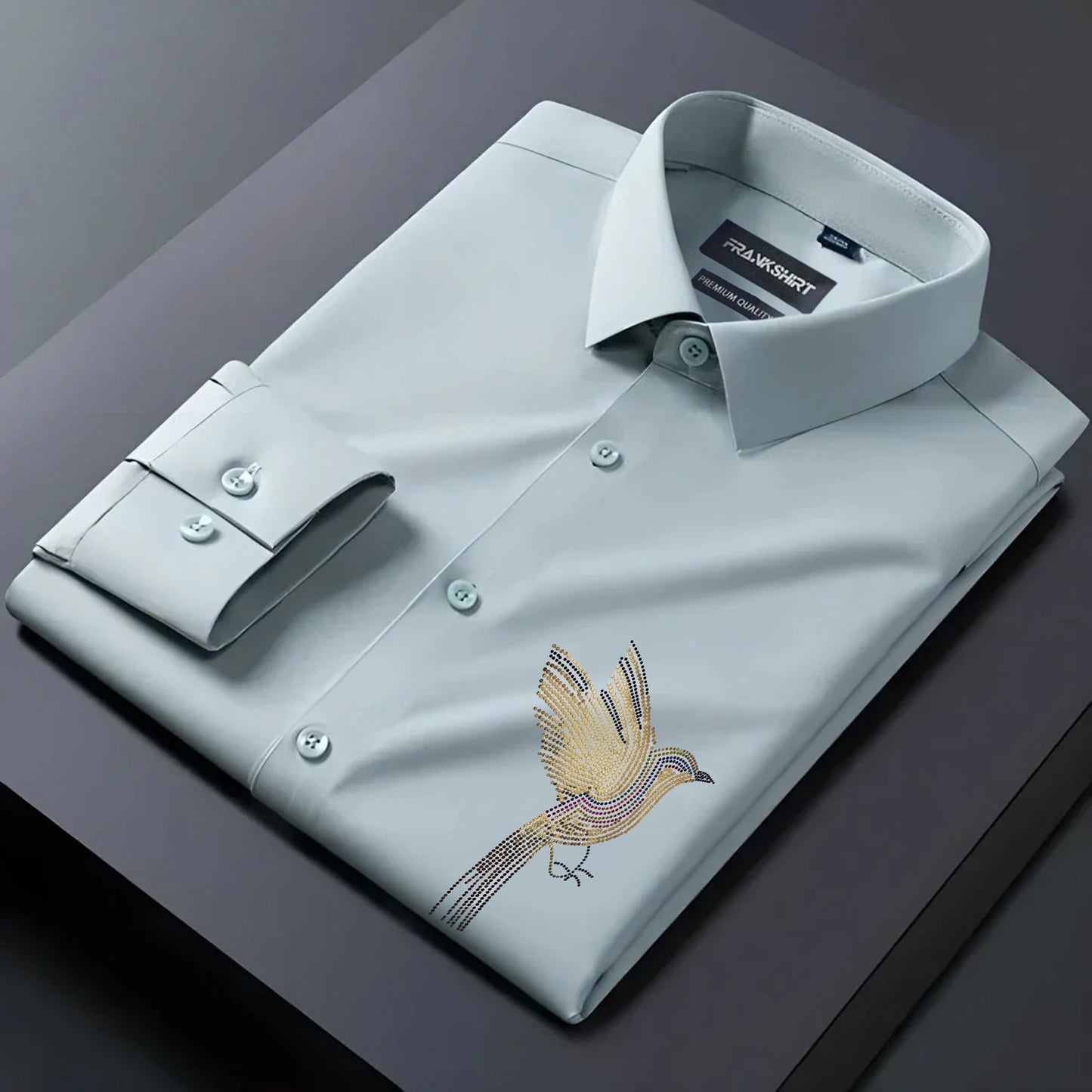 Bird Designer Premium Cotton Without Pocket Solid Shirt for Man (Pista)